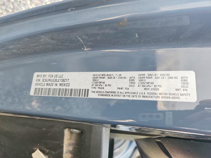 2020 Ram Promaster 3500 მანქანა იყიდება აუქციონზე, vin: 3C6URVJG8LE136217, აუქციონის ნომერი: 48963326
