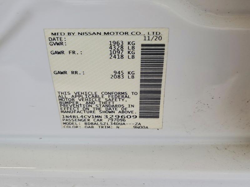 51718596 :رقم المزاد ، 1N4BL4CV1MN329609 vin ، 2021 Nissan Altima مزاد بيع