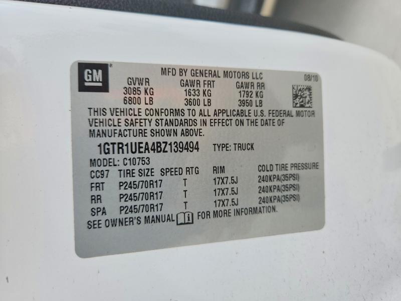 51193236 :رقم المزاد ، 1GTR1UEA4BZ139494 vin ، 2011 Gmc Sierra مزاد بيع