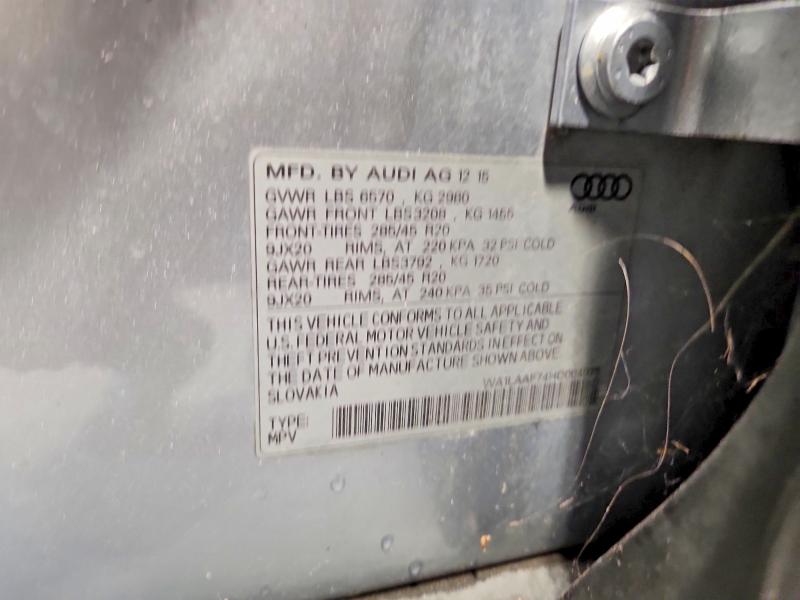 50723436 :رقم المزاد ، WA1LAAF74HD004975 vin ، 2017 Audi Q7 مزاد بيع