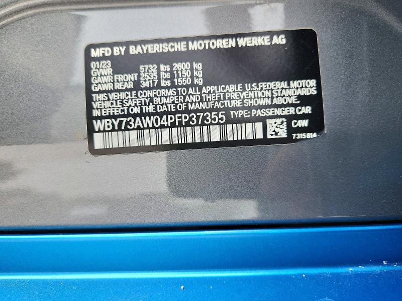 Aukcja sprzedaży 2023 Bmw I4, vin: WBY73AW04PFP37355, numer aukcji: 51331736