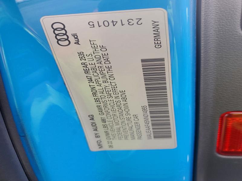 Продаж на аукціоні авто 2022 Audi A4, vin: WAUEAAF45NN014955, номер лоту: 49311716