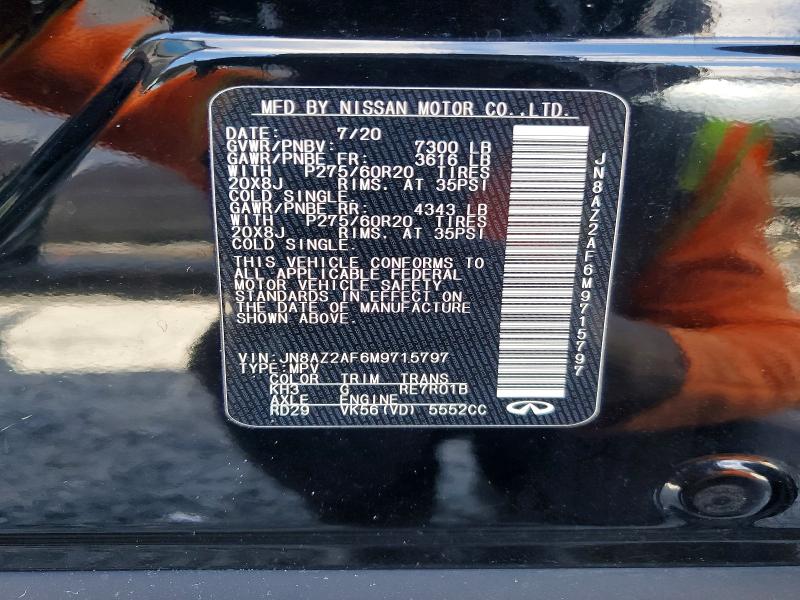 Продаж на аукціоні авто 2021 Infiniti Qx80, vin: JN8AZ2AF6M9715797, номер лоту: 49864336