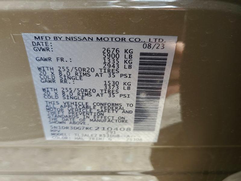 Aukcja sprzedaży 2024 Nissan Pathfinder, vin: 5N1DR3DG7RC210408, numer aukcji: 49601906