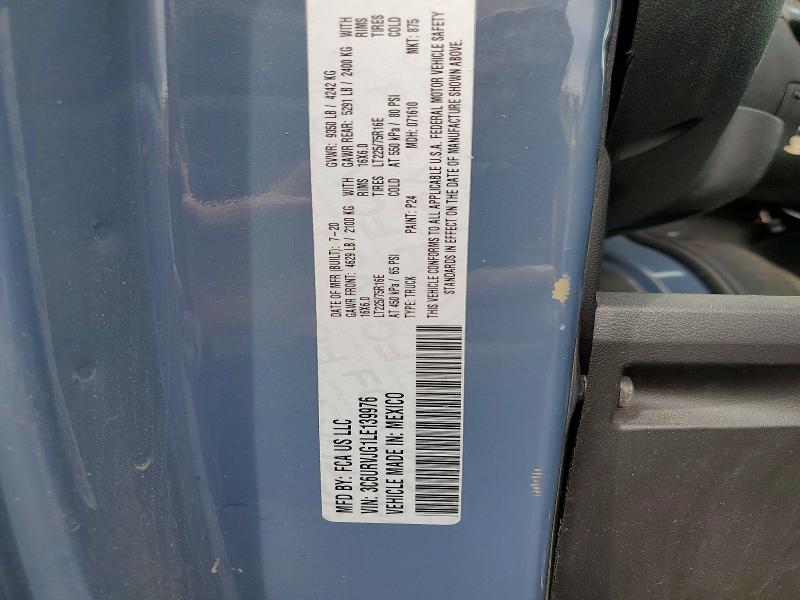 50574956 :رقم المزاد ، 3C6URVJG1LE139976 vin ، 2020 Ram Promaster 3500 مزاد بيع