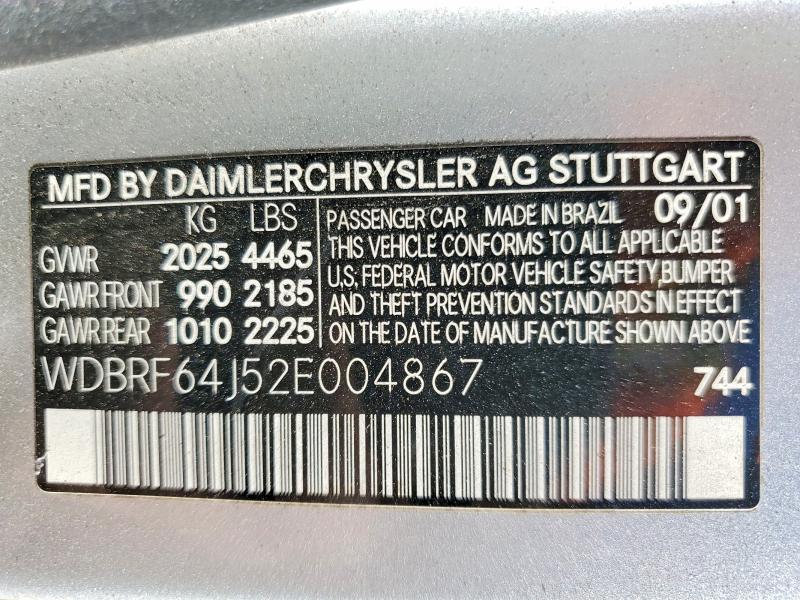 Продажа на аукционе авто 2002 Mercedes-benz C, vin: WDBRF64J52E004867, номер лота: 49481236