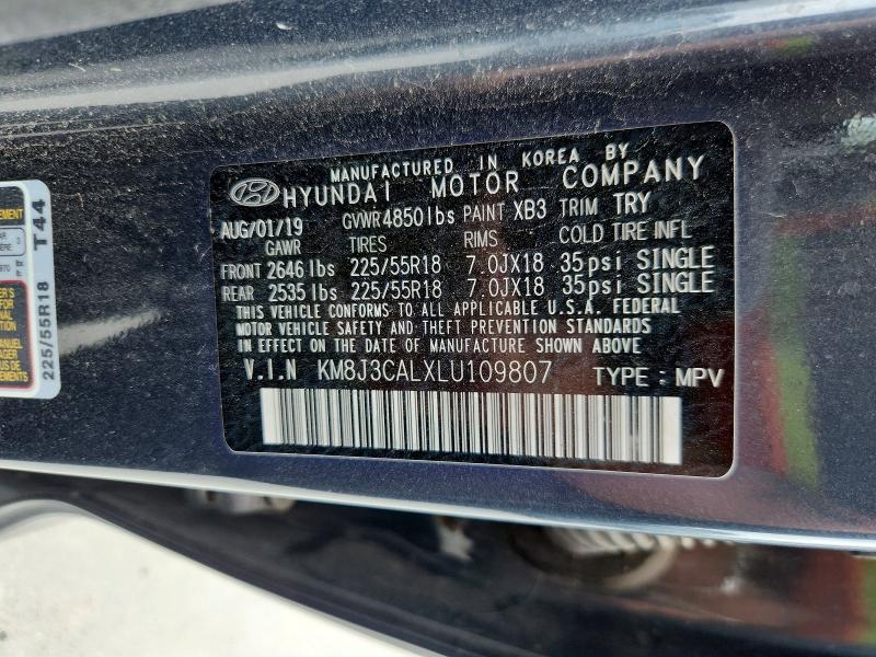 51164026 :رقم المزاد ، KM8J3CALXLU109807 vin ، 2020 Hyundai Tucson مزاد بيع