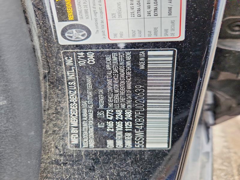 51380526 :رقم المزاد ، 55SWF4KB7FU020639 vin ، 2015 Mercedes-benz C مزاد بيع