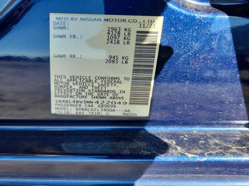 Продажа на аукционе авто 2021 Nissan Altima, vin: 1N4BL4BV3MN422049, номер лота: 49097836