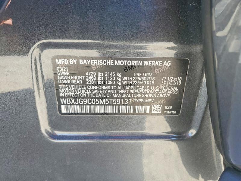 2021 Bmw X1 მანქანა იყიდება აუქციონზე, vin: WBXJG9C05M5T59131, აუქციონის ნომერი: 51704886