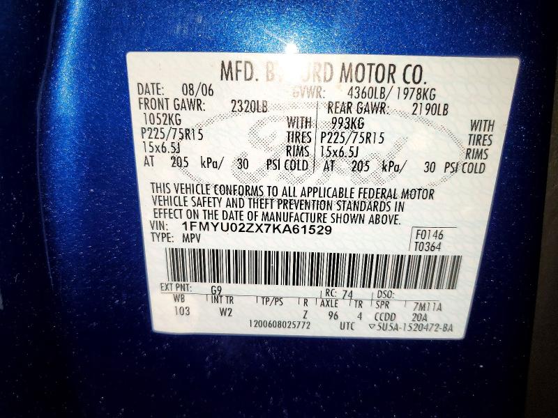 Aukcja sprzedaży 2007 Ford Escape, vin: 1FMYU02ZX7KA61529, numer aukcji: 50370756