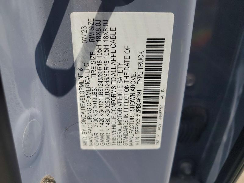 Продажа на аукционе авто 2023 Honda Ridgeline, vin: 5FPYK3F52PB046191, номер лота: 50811936