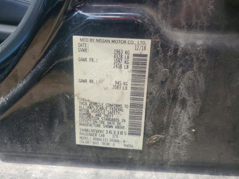 2019 Nissan Altima მანქანა იყიდება აუქციონზე, vin: 1N4BL4EVXKC163385, აუქციონის ნომერი: 49662946