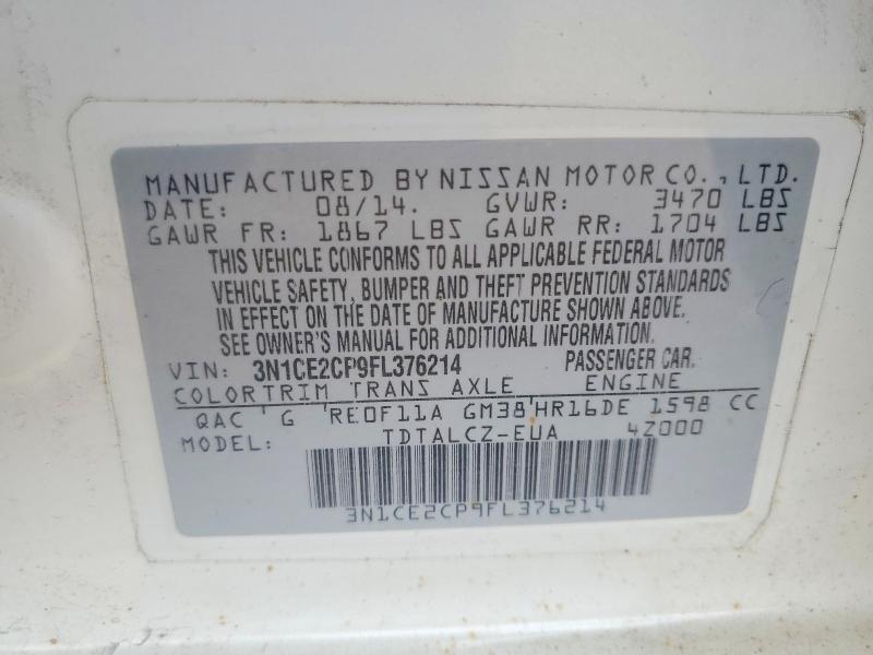49677356 :رقم المزاد ، 3N1CE2CP9FL376214 vin ، 2015 Nissan Versa Note مزاد بيع