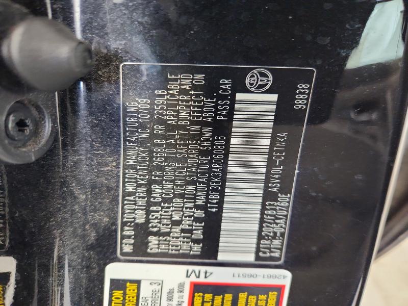 51660746 :رقم المزاد ، 4T4BF3EK3AR060806 vin ، 2010 Toyota Camry مزاد بيع