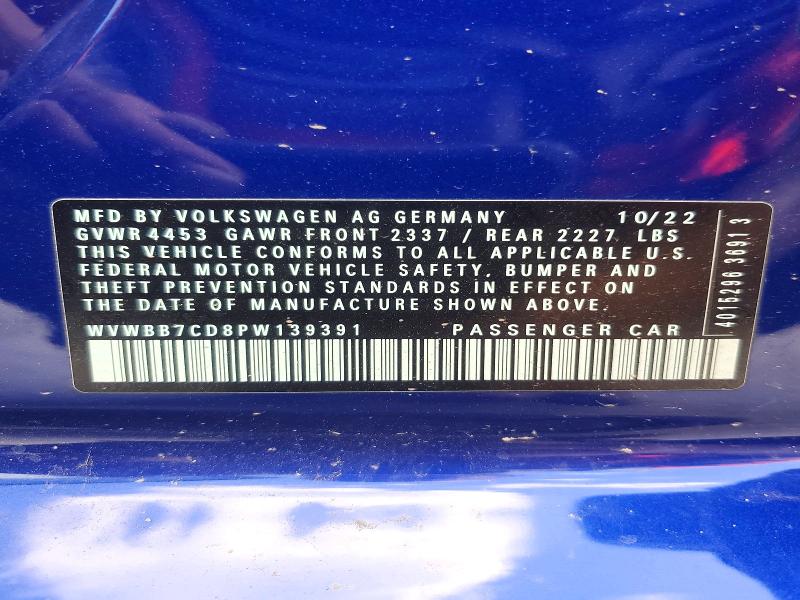 2023 Volkswagen Golf R მანქანა იყიდება აუქციონზე, vin: WVWBB7CD8PW139391, აუქციონის ნომერი: 51611366