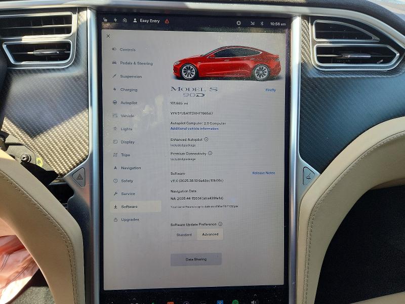 2017 Tesla Model S მანქანა იყიდება აუქციონზე, vin: 5YJSA1E2XHF198587, აუქციონის ნომერი: 49027306