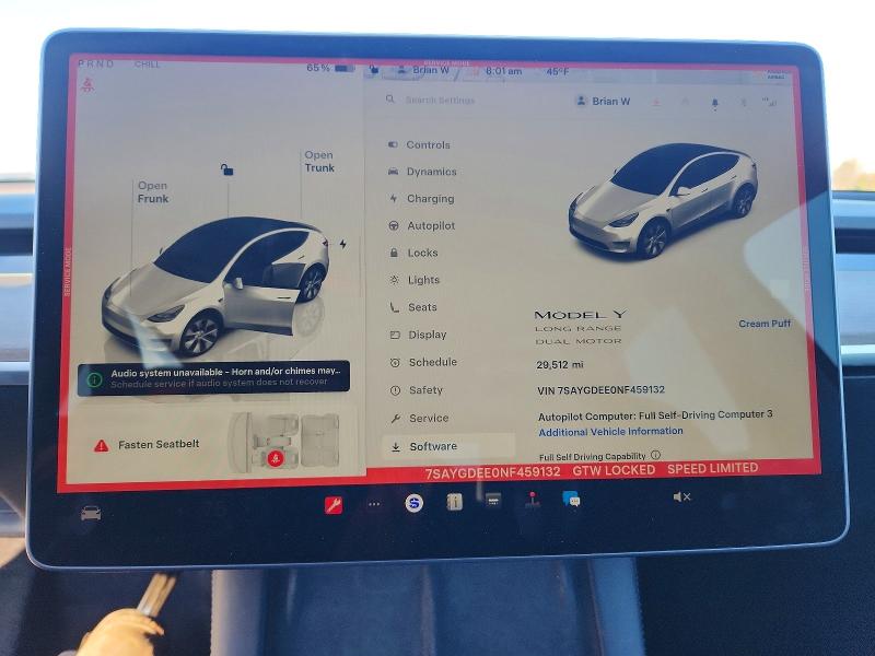 48444706 :رقم المزاد ، 7SAYGDEE0NF459132 vin ، 2022 Tesla Model Y مزاد بيع