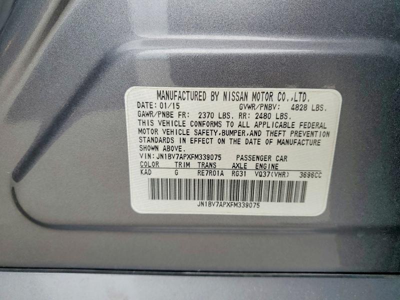 50564616 :رقم المزاد ، JN1BV7APXFM339075 vin ، 2015 Infiniti Q50 مزاد بيع