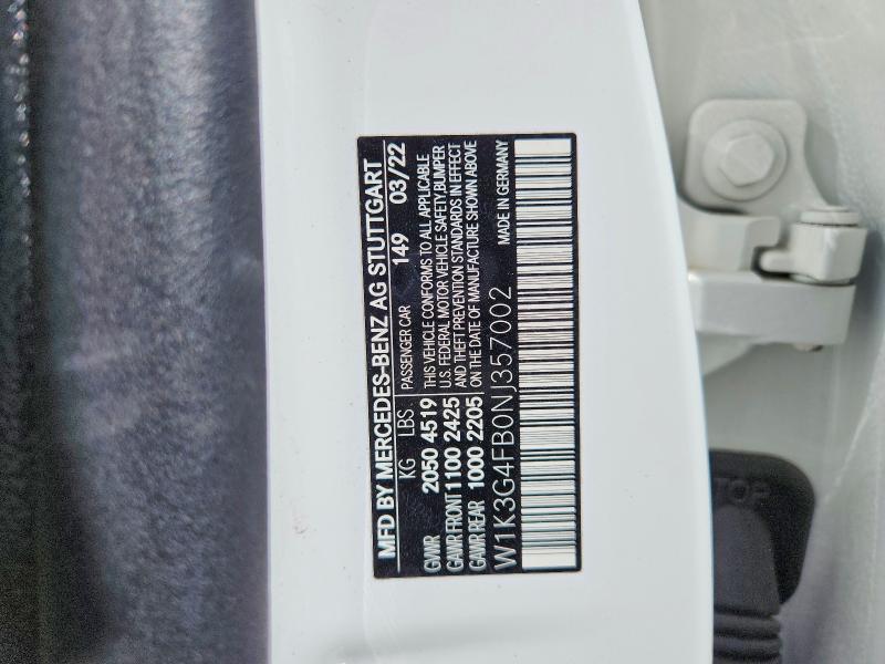Aukcja sprzedaży 2022 Mercedes-benz A, vin: W1K3G4FB0NJ357002, numer aukcji: 49761546