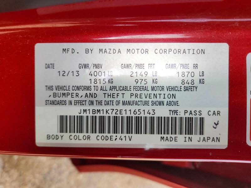 50976096 :رقم المزاد ، JM1BM1K72E1165143 vin ، 2014 Mazda 3 مزاد بيع
