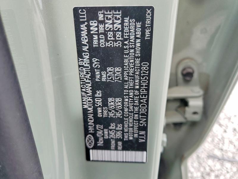 2023 Hyundai Santa Cruz მანქანა იყიდება აუქციონზე, vin: 5NTJBDAE1PH051280, აუქციონის ნომერი: 49634236