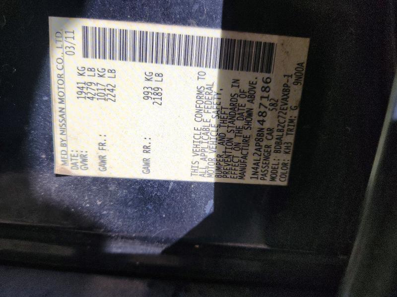 49763836 :رقم المزاد ، 1N4AL2AP8BN487186 vin ، 2011 Nissan Altima مزاد بيع