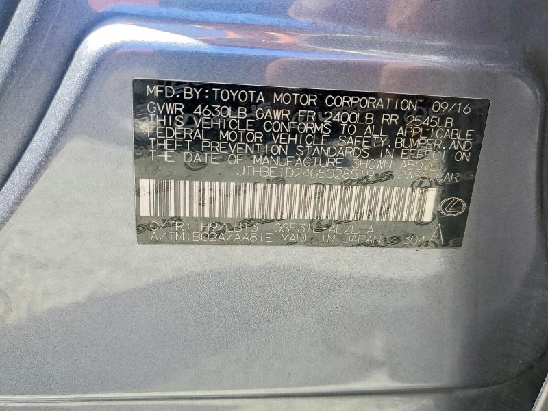 49946076 :رقم المزاد ، JTHBE1D24G5028519 vin ، 2016 Lexus Is مزاد بيع
