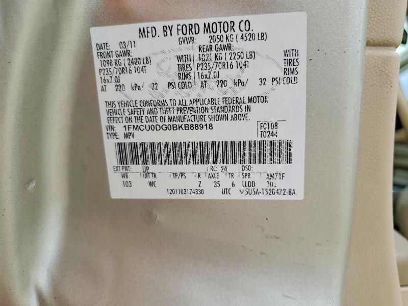 Продаж на аукціоні авто 2011 Ford Escape Xlt, vin: 1FMCU0DG0BKB88918, номер лоту: 51340096