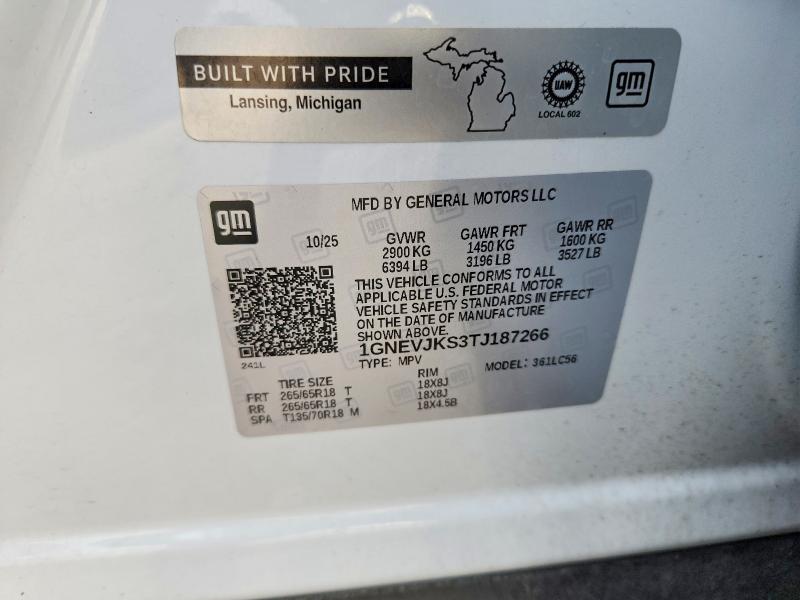 Продажа на аукционе авто 2026 Chevrolet Traverse, vin: 1GNEVJKS3TJ187266, номер лота: 50335976