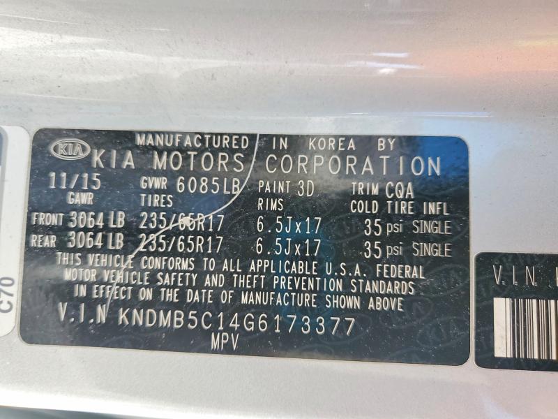 Aukcja sprzedaży 2016 Kia Sedona, vin: KNDMB5C14G6173377, numer aukcji: 50394636