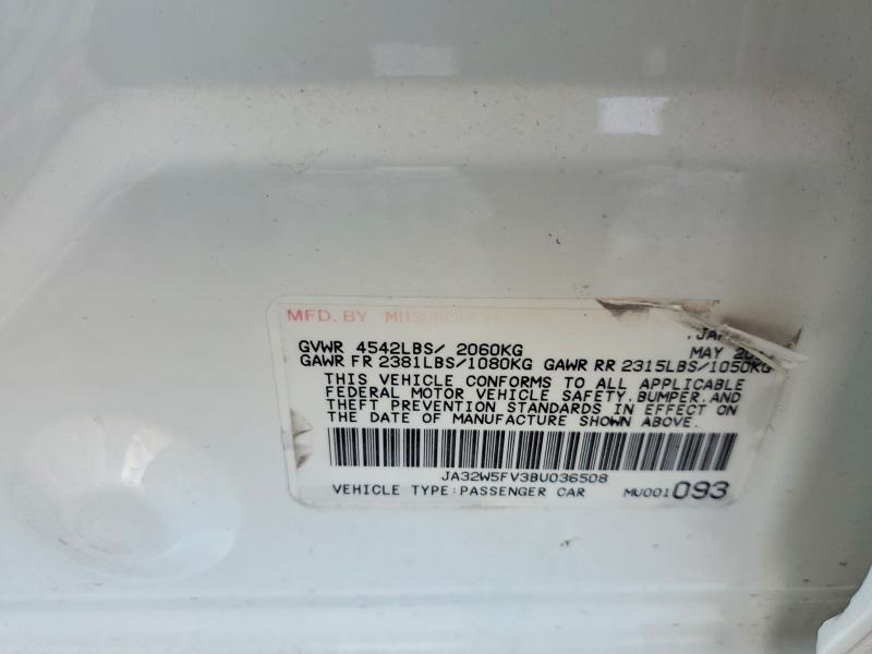 Aukcja sprzedaży 2011 Mitsubishi Lancer, vin: JA32W5FV3BU036508, numer aukcji: 48695346