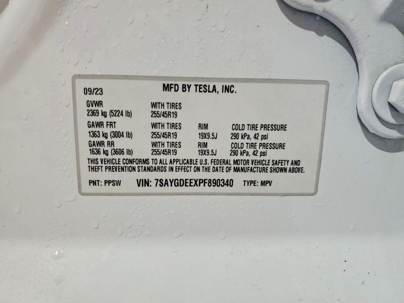 Aukcja sprzedaży 2023 Tesla Model Y, vin: 7SAYGDEEXPF890340, numer aukcji: 51327166
