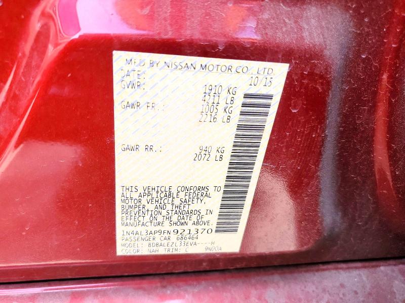 Продаж на аукціоні авто 2015 Nissan Altima, vin: 1N4AL3AP9FN921370, номер лоту: 48698666