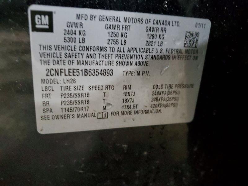 51806916 :رقم المزاد ، 2CNFLEE51B6354893 vin ، 2011 Chevrolet Equinox مزاد بيع