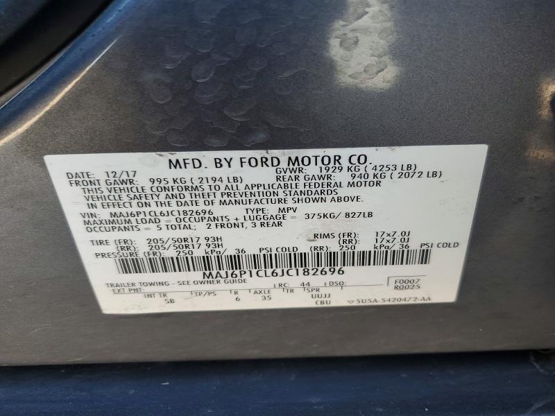 50641986 :رقم المزاد ، MAJ6P1CL6JC182696 vin ، 2018 Ford Ecosport مزاد بيع