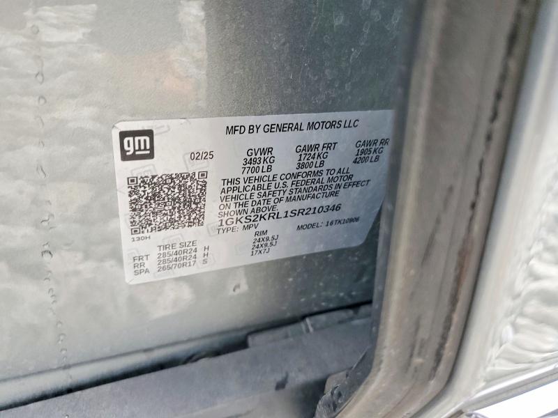 2025 Gmc Yukon Xl მანქანა იყიდება აუქციონზე, vin: 1GKS2KRL1SR210346, აუქციონის ნომერი: 51301526