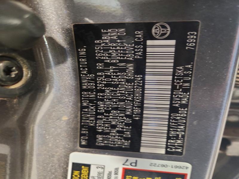 2017 Toyt Camry მანქანა იყიდება აუქციონზე, vin: 4T1BF1FK6HU672246, აუქციონის ნომერი: 49387516