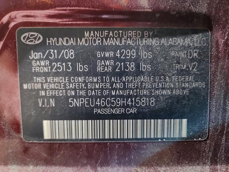 Aukcja sprzedaży 2009 Hyundai Sonata, vin: 5NPEU46C59H415818, numer aukcji: 51073626