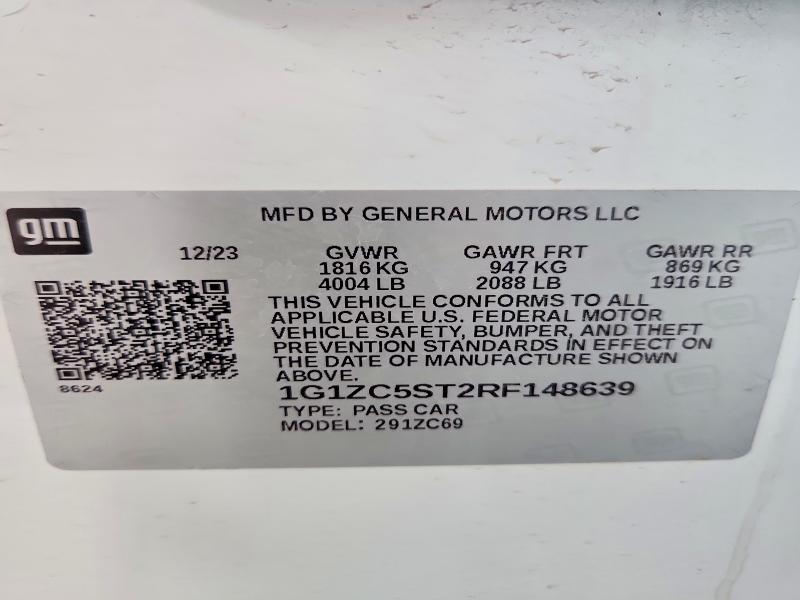 Продаж на аукціоні авто 2024 Chevrolet Malibu, vin: 1G1ZC5ST2RF148639, номер лоту: 48332356