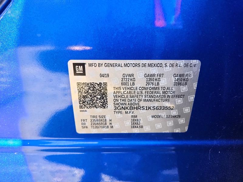 Aukcja sprzedaży 2019 Chevrolet Blazer, vin: 3GNKBHRS1KS633552, numer aukcji: 51606036
