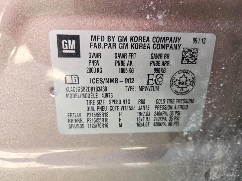Aukcja sprzedaży 2013 Buick Encore, vin: KL4CJGSB2DB183438, numer aukcji: 51283336
