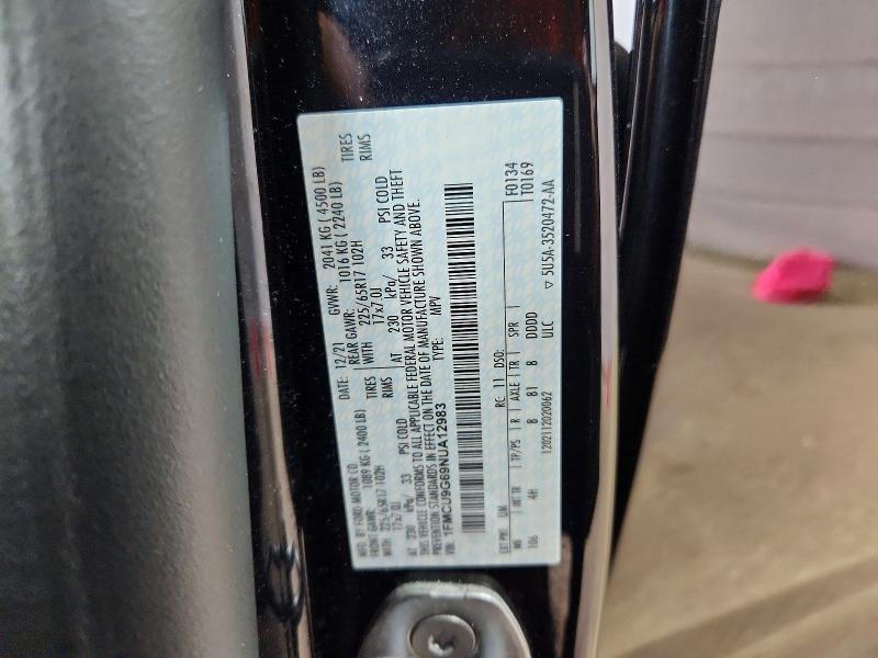 51029306 :رقم المزاد ، 1FMCU9G69NUA12983 vin ، 2022 Ford Escape مزاد بيع