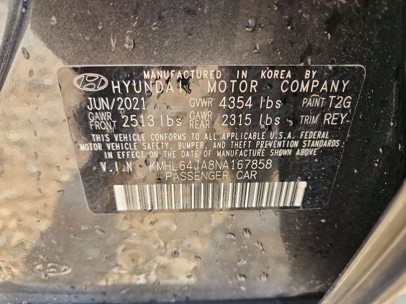 Продажа на аукционе авто 2022 Hyundai Sonata, vin: KMHL64JA8NA167858, номер лота: 50622886