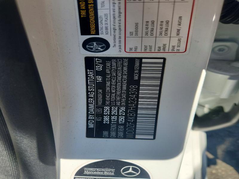 Продаж на аукціоні авто 2017 Mercedes-benz E, vin: WDDZF4KB7HA234398, номер лоту: 50052886