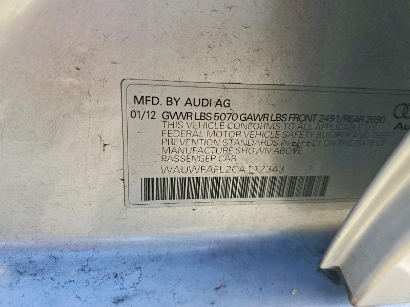 50014156 :رقم المزاد ، WAUWFAFL2CA112343 vin ، 2012 Audi A4 مزاد بيع