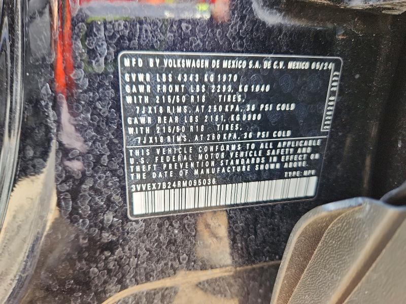 50969846 :رقم المزاد ، 3VVEX7B24RM095036 vin ، 2024 Volkswagen Taos مزاد بيع