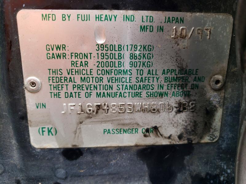 49510216 :رقم المزاد ، JF1GF4853WH806788 vin ، 1998 Subaru Impreza مزاد بيع