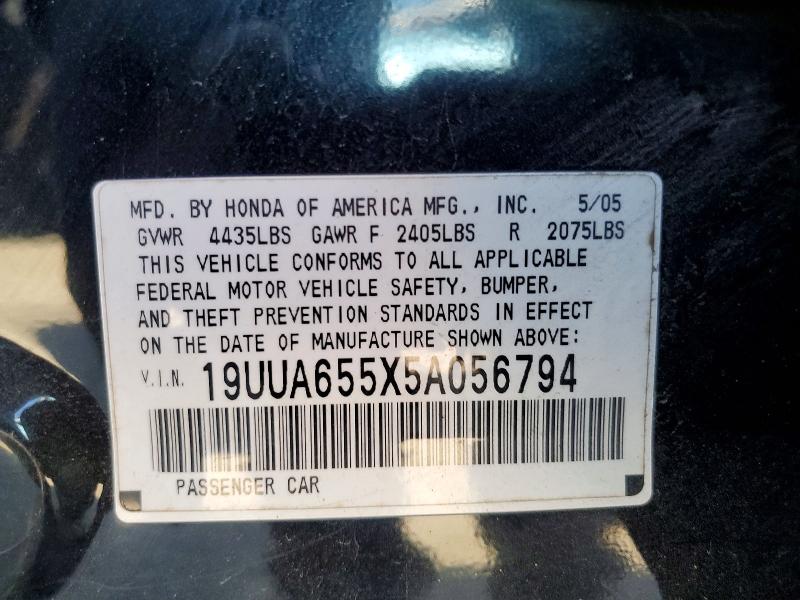 Aukcja sprzedaży 2005 Acura Tl, vin: 19UUA655X5A056794, numer aukcji: 48750636