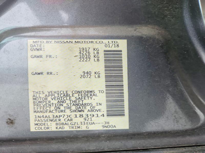 52085326 :رقم المزاد ، 1N4AL3AP7JC183914 vin ، 2018 Nissan Altima مزاد بيع